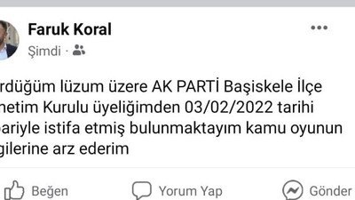 AKP’li yönetici istifa etti