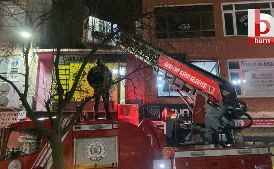 Kocaeli'de evden kaçıp çatıda mahsur kalan kediyi itfaiye kurtardı