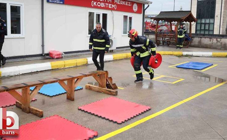 Kocaeli’de itfaiyeci olmak için zor parkurlarda yarışıyorlar
