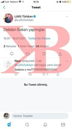 Türkkan yazdı sildi… Kim bu deli bakan?