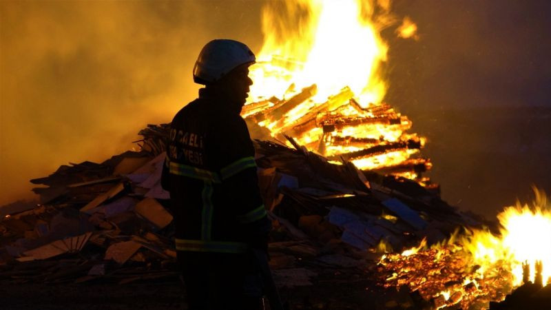 Tonlarca palet yangında kül oldu