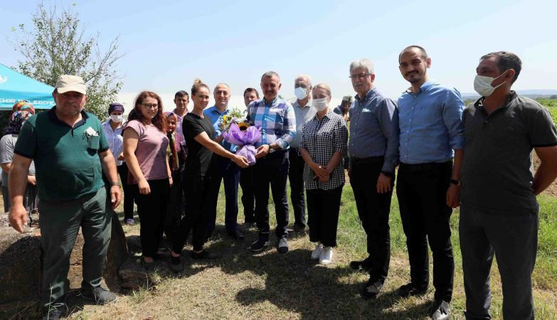 Bayraktar köyünde ilk hasadı, Başkan Büyükakın yaptı