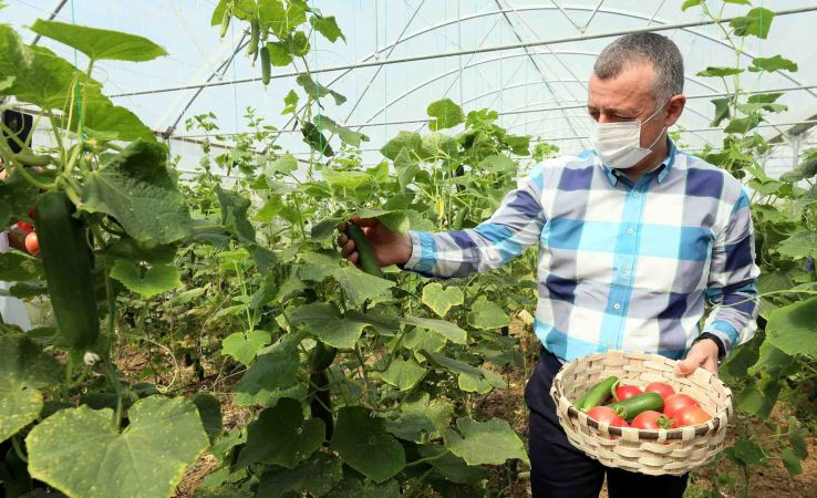 Bayraktar köyünde ilk hasadı, Başkan Büyükakın yaptı
