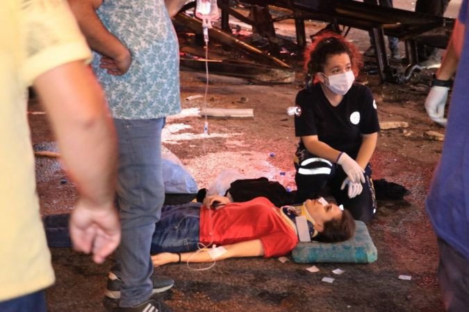 7 işçinin yaralandığı kazanın görüntüleri ortaya çıktı