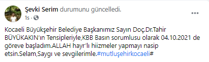 Şevki Serim, Büyükşehir’de işe başladı