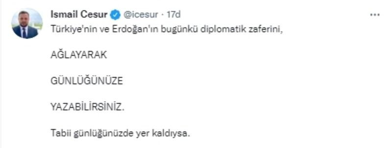 Erdoğan'ın danışmanının 'zafer' ilanı kısa sürdü!