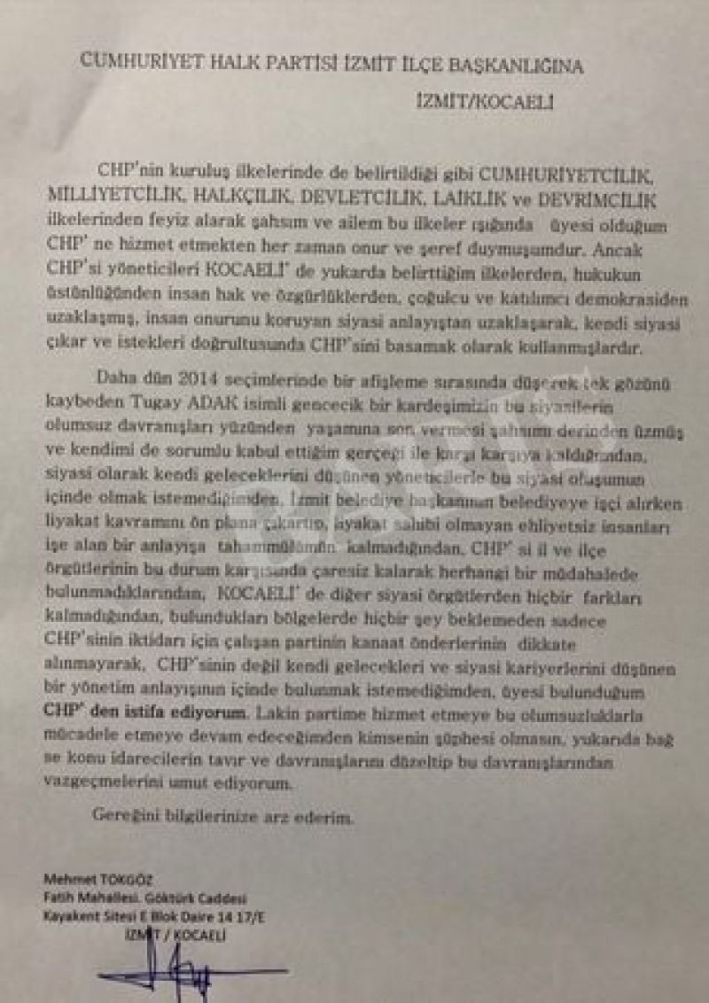 CHP’de “liyakat” istifası!