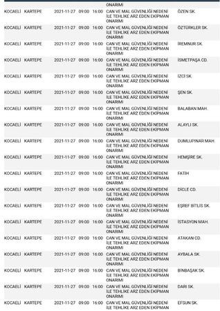Kocaeli’de 9 ilçede elektrik kesilecek (27 Kasım Cumartesi)
