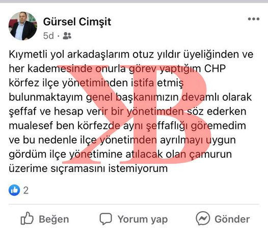“Çamur üstüme sıçramasın” dedi istifa ettiği paylaşımı kaldırdı!