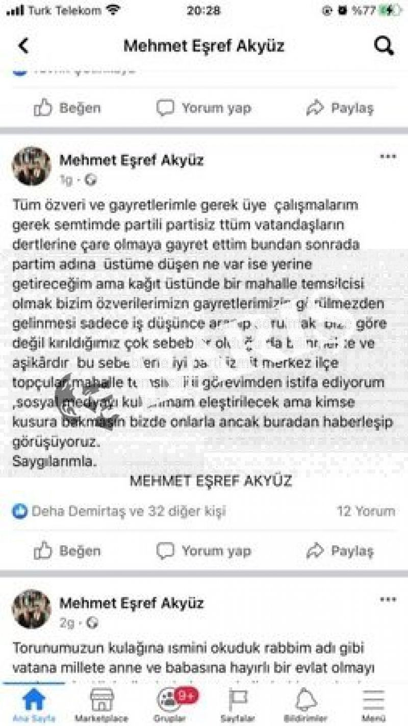 İstifa eden başkana Whatsapp grubunda saydırdı