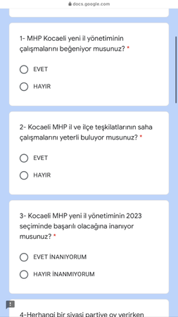 MHP Kocaeli’den evlere şenlik anket