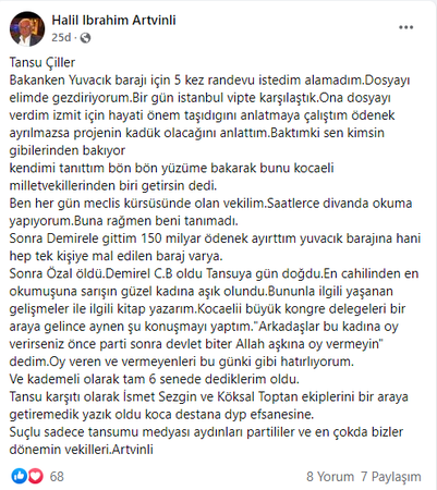 Eski Kocaeli Milletvekilinden, Tansu Çiller ile ilgili “ŞOK” anı!