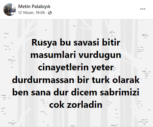 Gelecek Partisi İl Yöneticisi: Savaşı durdur yoksa ben sana dur dicem! Şimdi Rusya düşünsün!