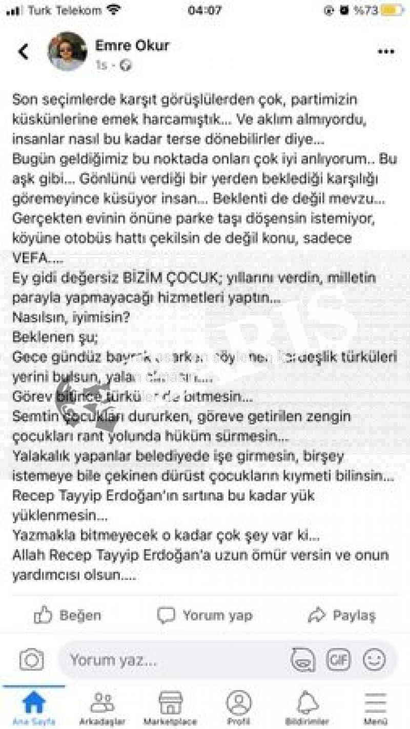 Sitem dolu sözler! AKP’li genç “Küskünleri anlıyorum” yazıp sildi