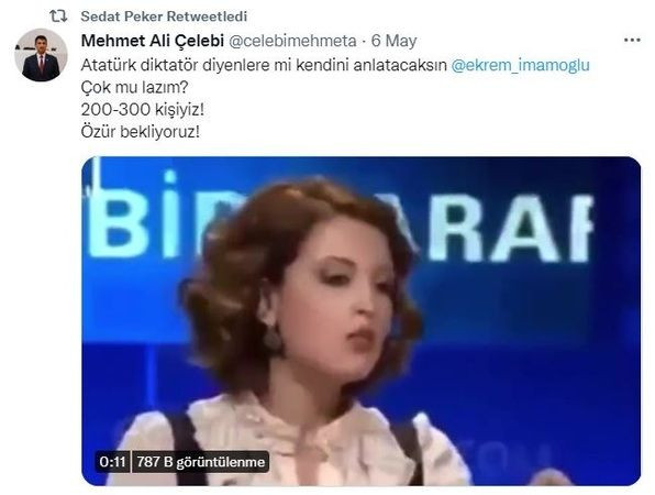 Atatürk'e "diktatör" diyen Nagehan Alçı'ya bir tepki de Sedat Peker'den geldi
