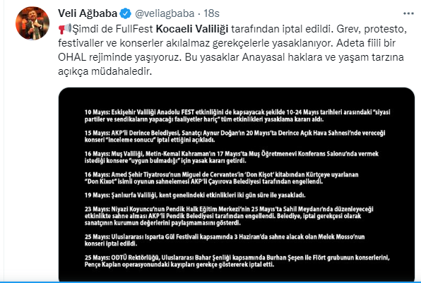 Festivali iptal eden Kocaeli Valiliği Türkiye gündeminde