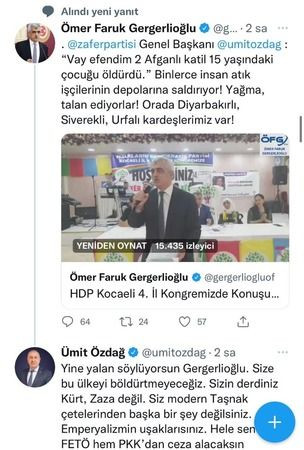 Özdağ’dan Gergerlioğlu’na: Hem FETÖ’den hem PKK’dan ceza alacaksın!