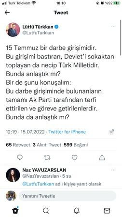 Türkkan: “Darbeyi yapanları AK PARTİ GÖREVE GETİRDİ!”