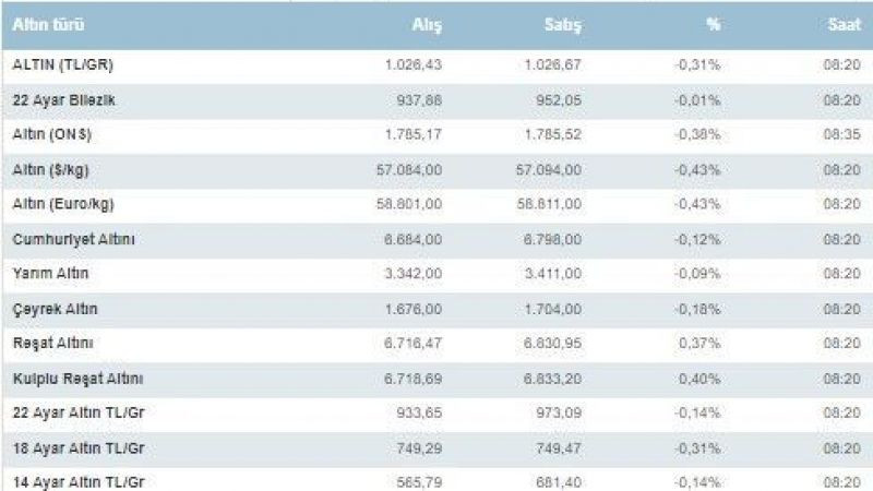 Altın fiyatları ne kadar oldu?
