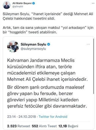 Mehmet Ali Çelebi, AKP’ye katıldı, Soylu o tweetini hemen sildi