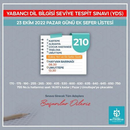 Büyükşehir’den YDS için ek sefer