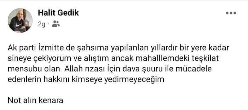 Bir AKP’li daha teşkilata bayrak açtı “Hep mi gidenler suçlu?”