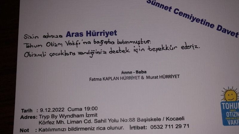 Hürriyet, oğluna sünnet düğünü yapıyor