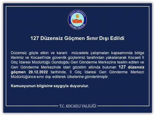 Kocaeli’de bir günde bakın kaç göçmen sınır dışı edildi