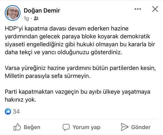 Gelecek Partisi HDP'ye sahip çıktı