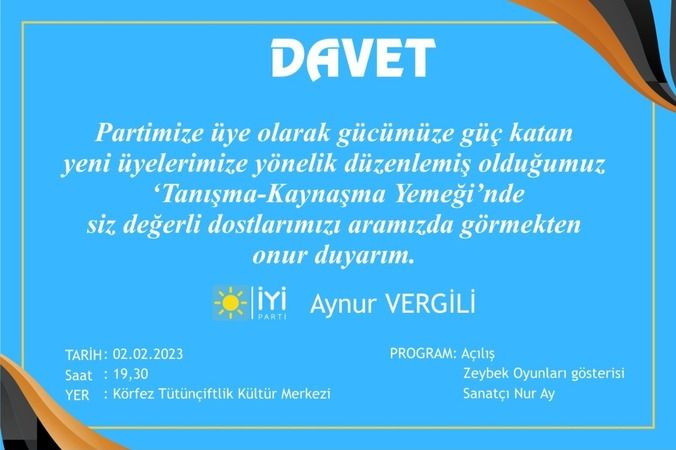 İYİ Parti logosu altında eşe dosta yemek!