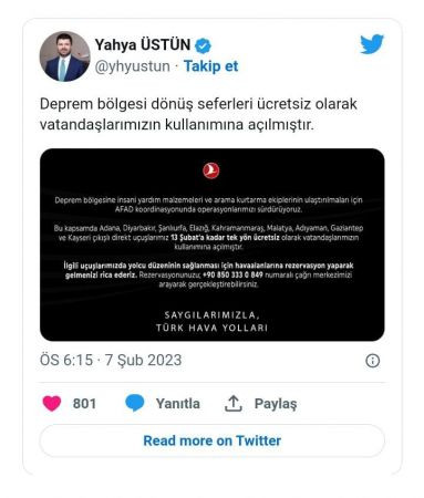 Deprem bölgesi için THY’den yeni karar!