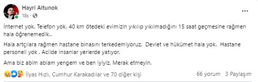 Uzun yıllar Kocaeli'deydi, Kahramanmaraş'ta duvarları çatlayan hastanede mahsur kaldı