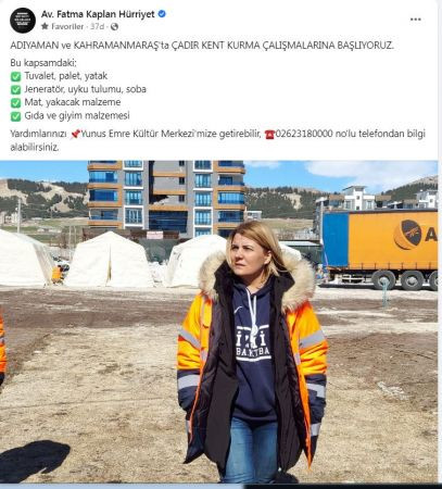 Hürriyet de çadır kent kuruyor