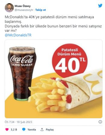 McDonald’s, Türkiye için ‘yoksul’ menüsü çıkardı