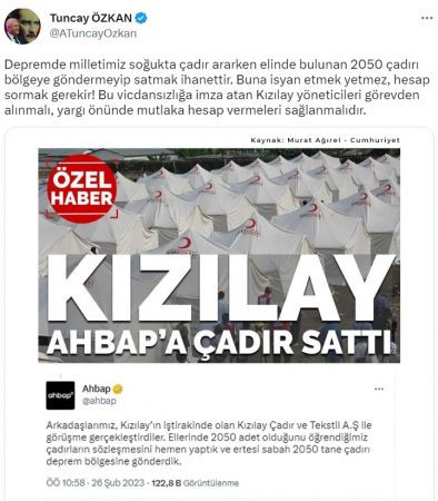 Kızılay’a tepki yağıyor