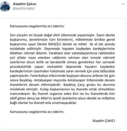 Alaattin Çakıcı’dan gözdağı!