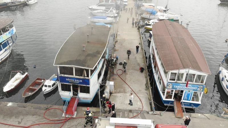 İzmit Marina'da tekne restoran yandı
