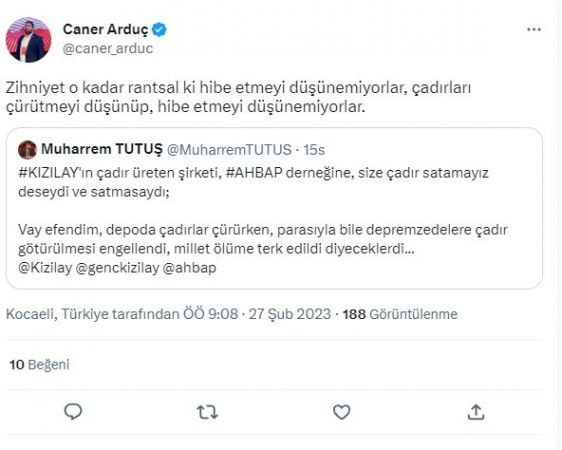 Tutuş’a tepkiler büyüyor “Çadırları çürütmeyi düşünüp…”