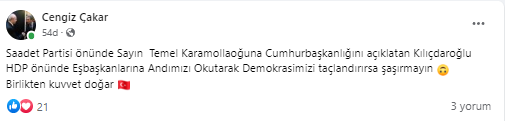 Çakar: Eş başkanlara HDP önünde Andımız’ı okutursa şaşırmayın!