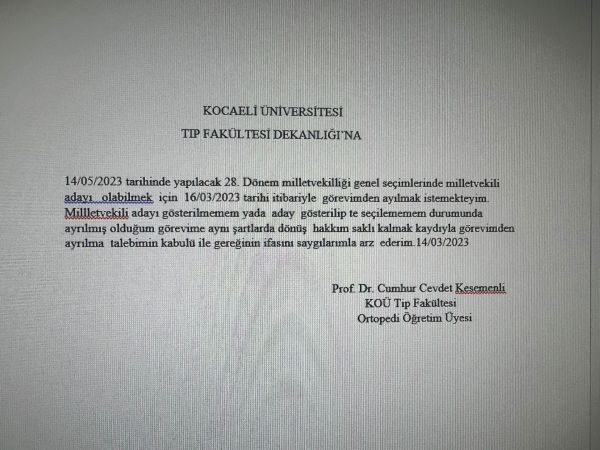 KOÜ'de ilk istifa! Cumhur Hoca istifa dilekçesini verdi