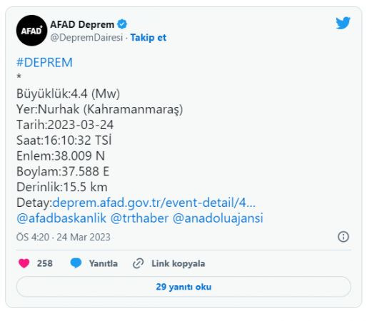 Kahramanmaraş'ta şiddetli deprem