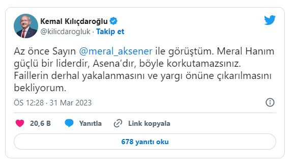 Kılıçdaroğlu'ndan Akşener'e destek! "Korkutamazsınız"