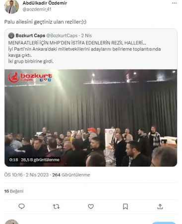 Ülkücü başkandan İYİ Partililere Palu benzetmesi!