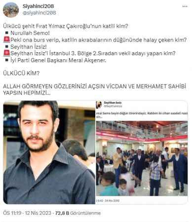 İYİ Partili aday Çakıroğlu’nun katilinin akrabasının düğününe katılmış