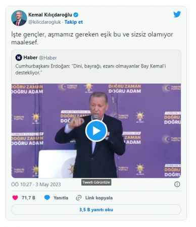Kılıçdaroğlu gençlere seslenerek Erdoğan'a yanıt verdi