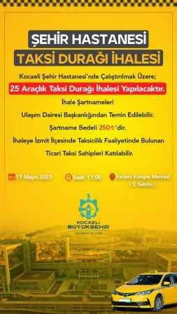 Şehir Hastanesi’ne taksi durağı ihalesi