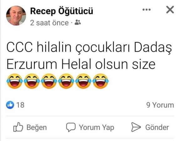 Erzurum’daki saldırıya “Helal olsun” deyip sildi