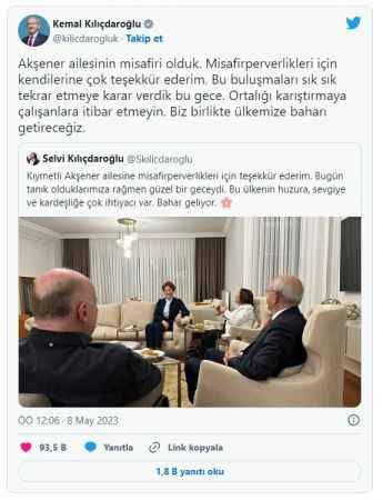 Kılıçdaroğlu ve eşi, Akşener ailesini ziyaret etti