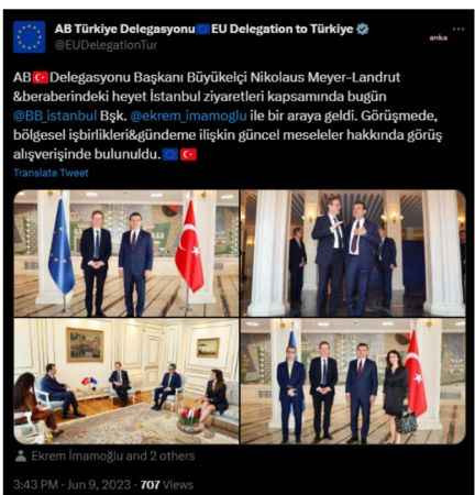 AB Türkiye Delegasyonu Başkanı Nikolaus Meyer-Landrut, Ekrem İmamoğlu'nu ziyaret etti