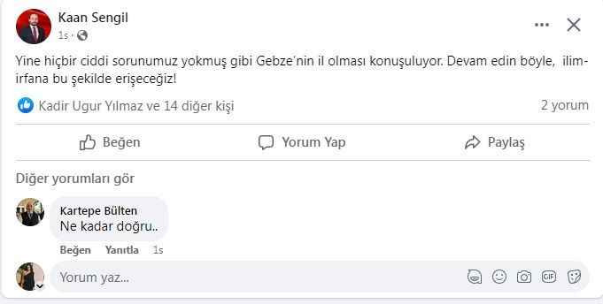 BBP’li başkan Gebze tartışmalarından rahatsız!